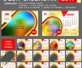 2019 desk calendar template vector material 02