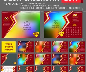 2019 desk calendar template vector material 03