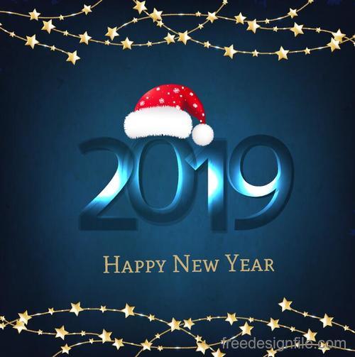 2019 new year blue background with star decor vector