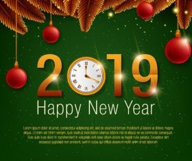 2019 new year design clock background vector