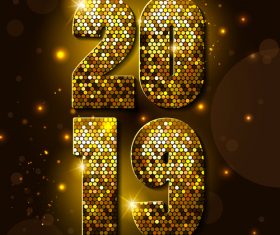 2019 new year design with neon vector material