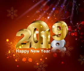 2019 new year design with snow and lightning vector