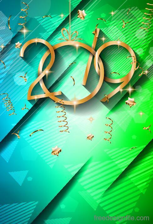 2019 new year green cover vectors