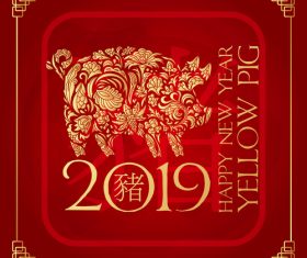 2019 new year of thd pig chinese styles vector design 01