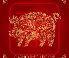2019 new year of thd pig chinese styles vector design 02