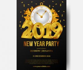 2019 new year party flyer with poster vector template