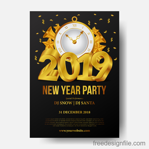 2019 new year party flyer with poster vector template
