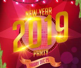 2019 new year party poster with flyer template vector 01