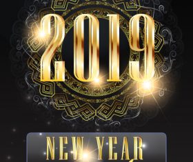2019 new year party poster with flyer template vector 02