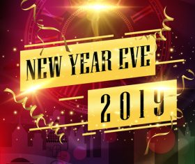 2019 new year party poster with flyer template vector 03
