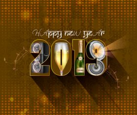 2019 new year with beer and music vector