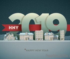 2019 new year with winter background vector