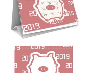 2019 year of the pig calendar vector