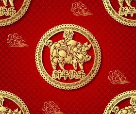 2019 year of the pig seamless pattern vector