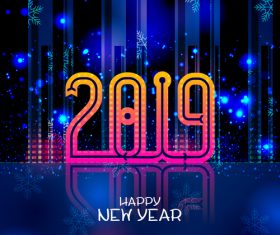 2019 yew year with city night background vector