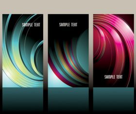 3 abstract wave vertical banners vector
