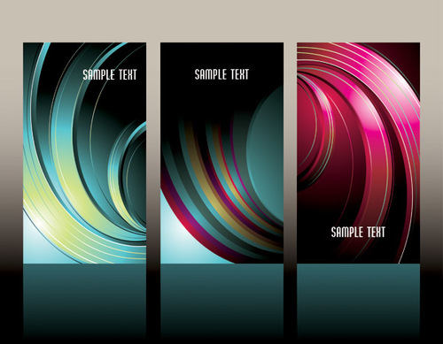 3 abstract wave vertical banners vector