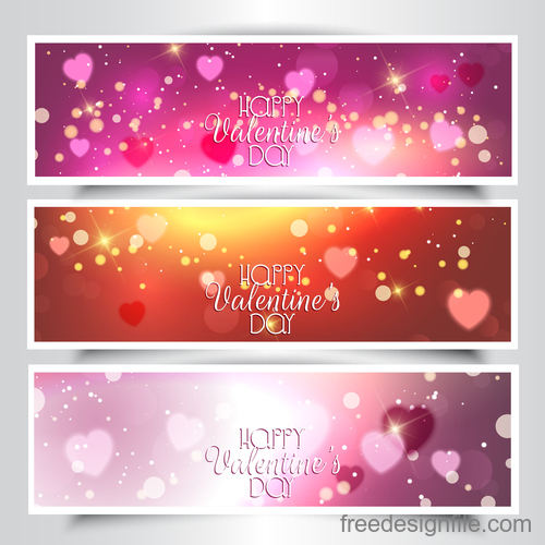 3 kind valentines day banners template vector