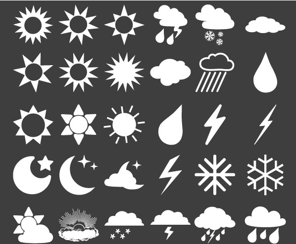 30 Weather Forecast Icons Free vector