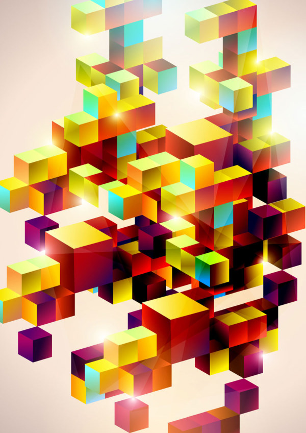 3D Color squares background vector