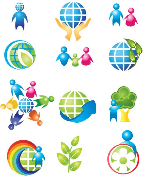 3D Colorful People Icons art vector