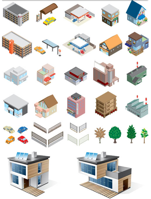 3D Houses graphic 2 vector
