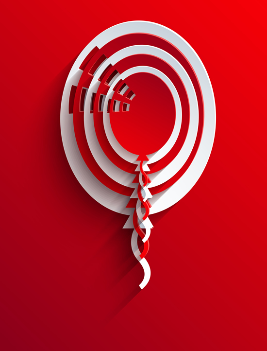 3D Paper cut red and white background 2 vector