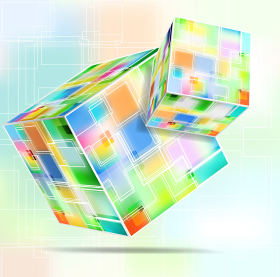 3D cube background set 4 vector