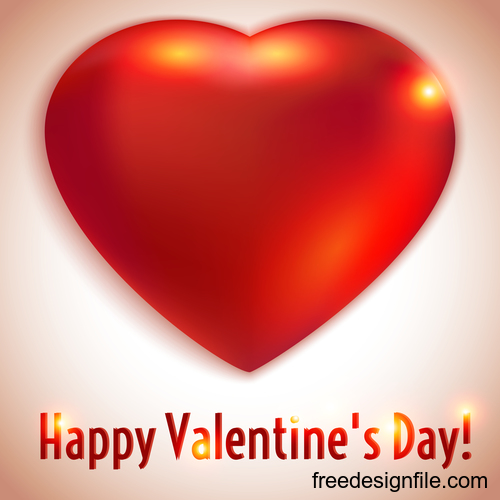 3D red heart with valentine day background vector