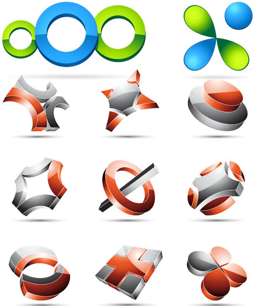 Abstract 3D Logotypes design vector