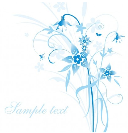 Abstract Blue Floral Illustration art set vector