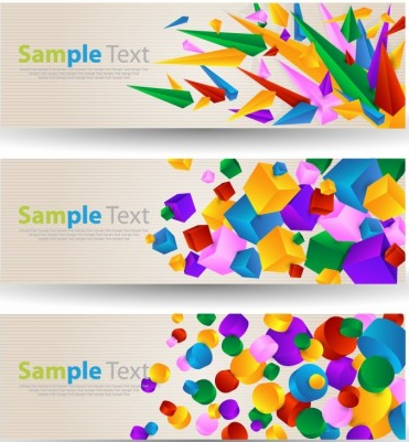 Abstract Colorful Banner set vector