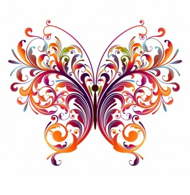 Abstract Floral Butterfly Graphic vector