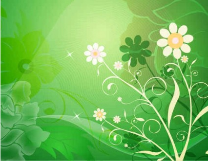 Abstract Flower Green Background Free vector set