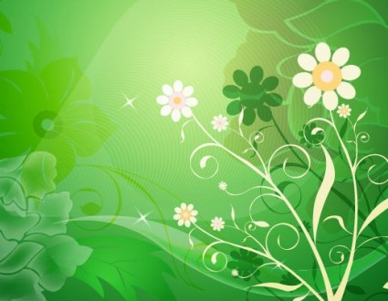 Abstract Flower with Green Background vectors graphic