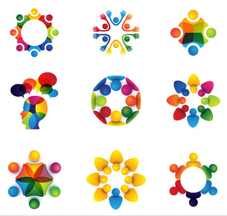 Abstract People Logo Set set vector