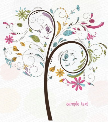 Abstract Swirl Floral Tree Graphic vector