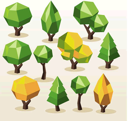 Abstract Trees Set vector