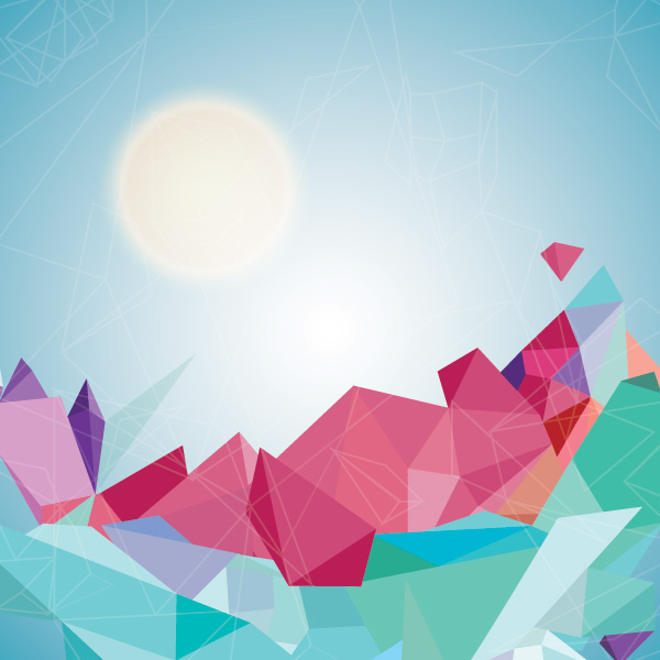 Abstract shapes and sun background vector