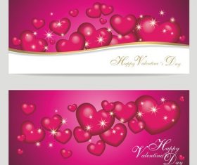 Abstract valentine banners with heart and star light vector