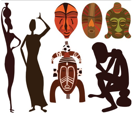 African masks and statues vector design