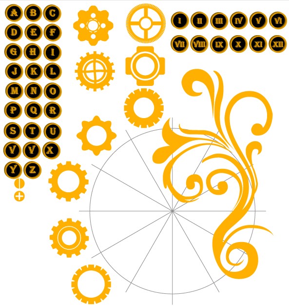 Alphabet Letters and Numbers with Gear Wheel Illustration vector