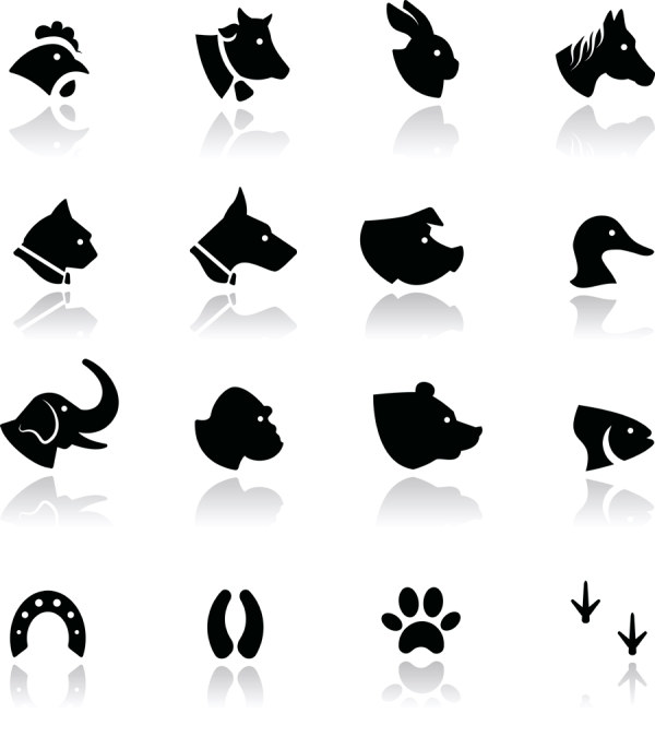 Animal Silhouettes set 4 vectors
