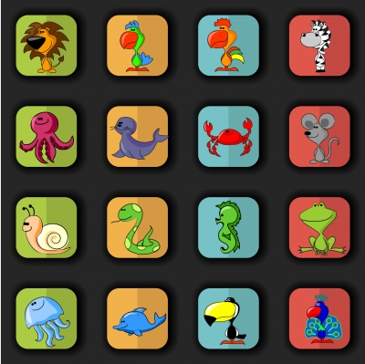 Animal icons set Free creative vector