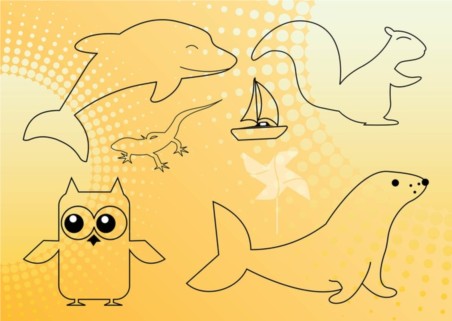 Animals Outline Graphics vector material