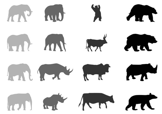 Animals Silhouettes vector material