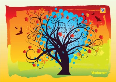 Autumn Tree background vector material