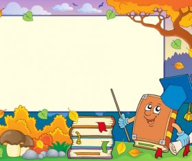 Autumn frame with school vectors 01