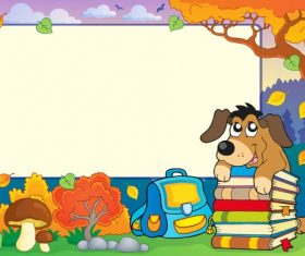 Autumn frame with school vectors 02