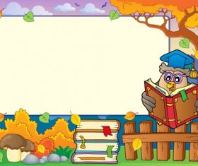 Autumn frame with school vectors 03